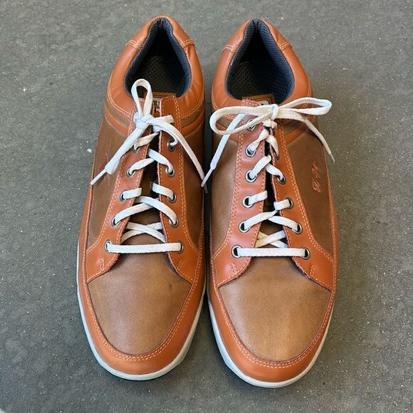 FootJoy Countour Casual 10.5 golf shoes UT logo orange brown - Picture 2 of 13